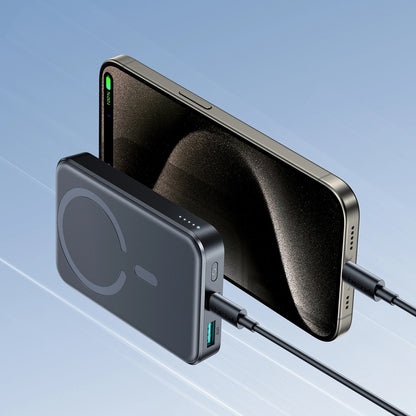 Ekstern trådløs batteri Joyroom JR-W020, 10000mAh, 20W, QC + PD + FQI, 1 x QI - 1 x USB-A - 1 x USB-C, Svart