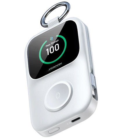 Trådløs Ekstern Batteri Joyroom JR-W19, 5000mAh, 20W, QC + PD, 1 x Lightning - 1 x QI - 2 x USB-C, Hvit