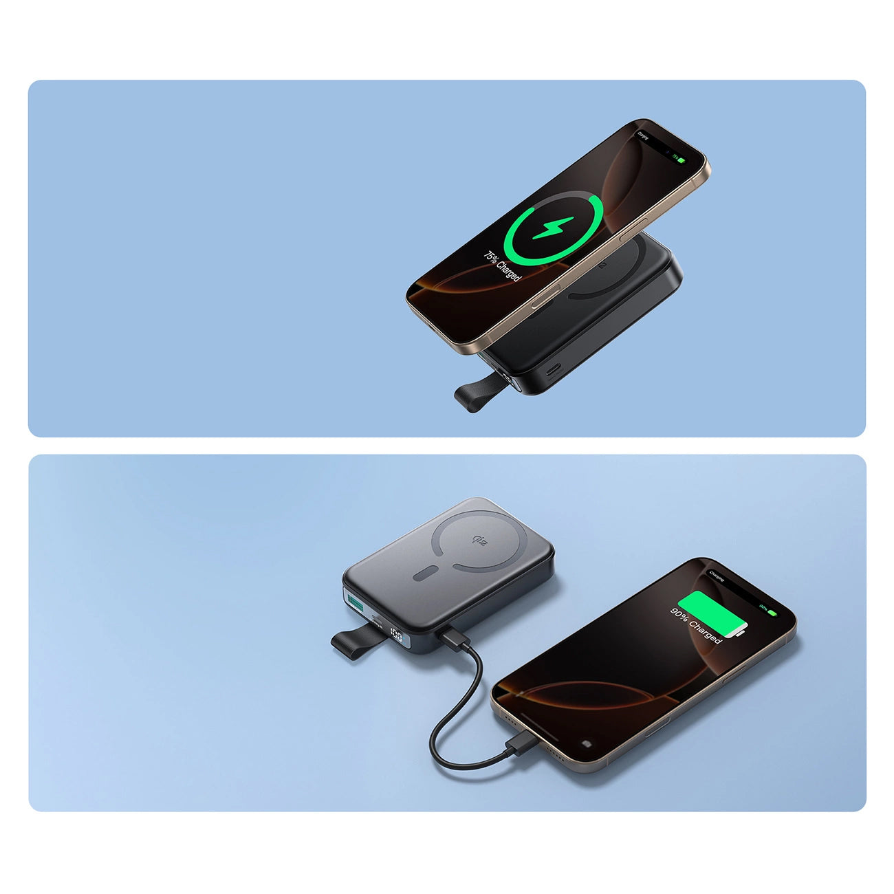 Ekstern trådløs batteri Joyroom JR-PBM11, 10000mAh, 22.5W, QC + PD + FQI, 1 x QI - 1 x USB-A - 1 x USB-C, Svart