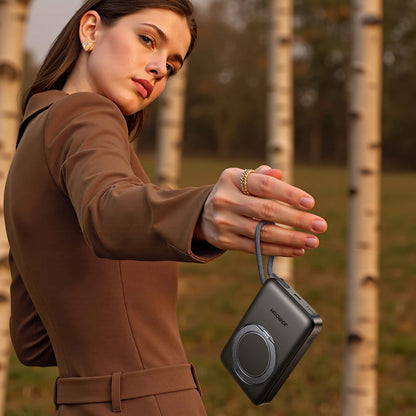Ekstern trådløs batteri Joyroom JR-PBM02, 10000mAh, 22.5W, PD + FQI, 1 x QI - 2 x USB-C, Svart