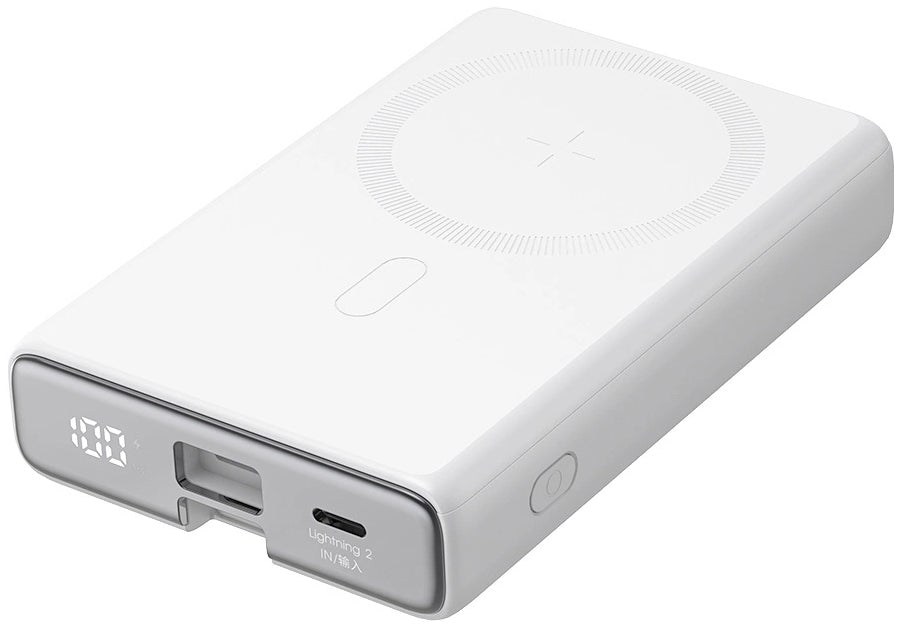 Ekstern trådløs batteri Joyroom JR-PBM01, 10000mAh, 20W, QC + PD + FQI, 1 x Lightning - 1 x QI - 1 x USB-C, Hvit