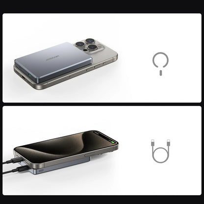 Joyroom JR-PBM08 Pro trådløs ekstern batteri, 10000mAh, 22.5W, PD + FQI, 1 x QI - 2 x USB-C, grå