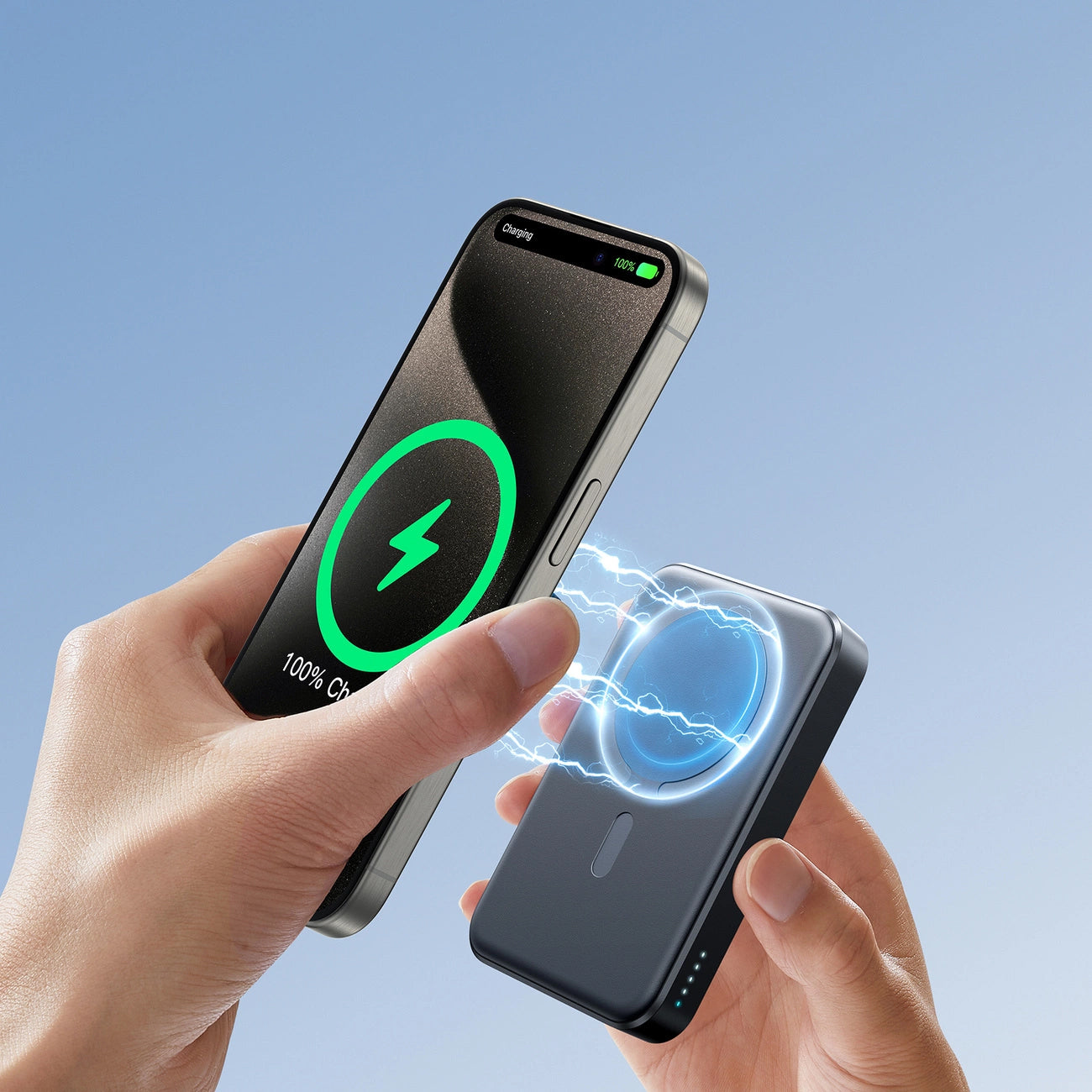 Ekstern trådløs batteri Joyroom JR-W020, 10000mAh, 20W, QC + PD + FQI, 1 x QI - 1 x USB-A - 1 x USB-C, Svart