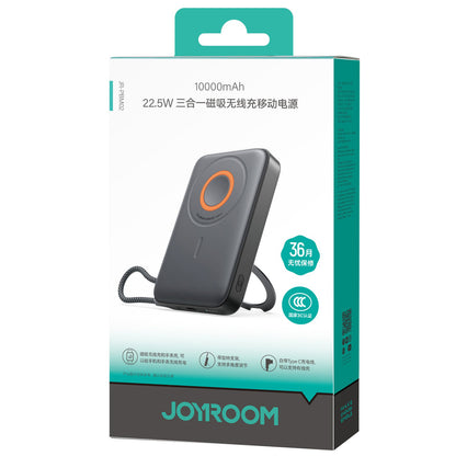 Ekstern trådløs batteri Joyroom JR-PBM02, 10000mAh, 22.5W, PD + FQI, 1 x QI - 2 x USB-C, Svart