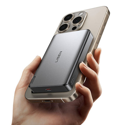 Trådløs ekstern batteri Lisen L601 Pro, 10000mAh, 27W, PD + FQI, 1 x QI - 1 x USB-C, Grå YL0325100009