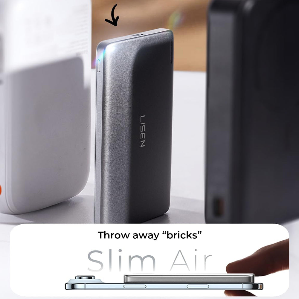 Trådløs ekstern batteri Lisen L601 Pro, 5000mAh, 22,5W, PD + FQI, 1 x QI - 1 x USB-C, Grå YL0325090011