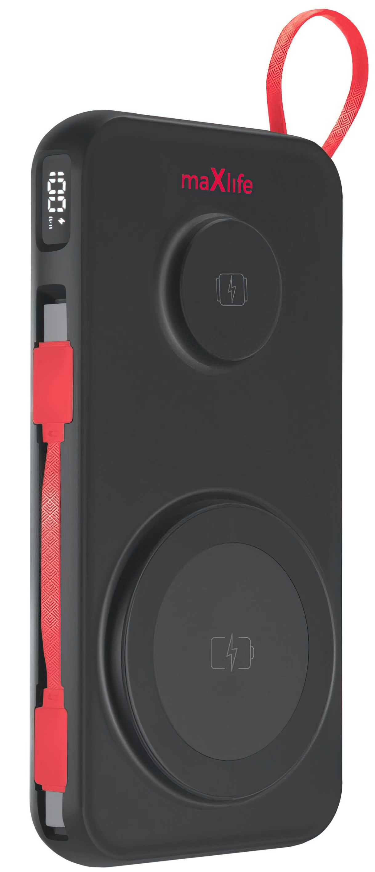 Ekstern trådløs batteri MaXlife MXPB-08, 10000mAh, 22.5W, QC + PD + FQI + QI, 1 x USB-A - 1 x USB-C - 2 x QI, Svart