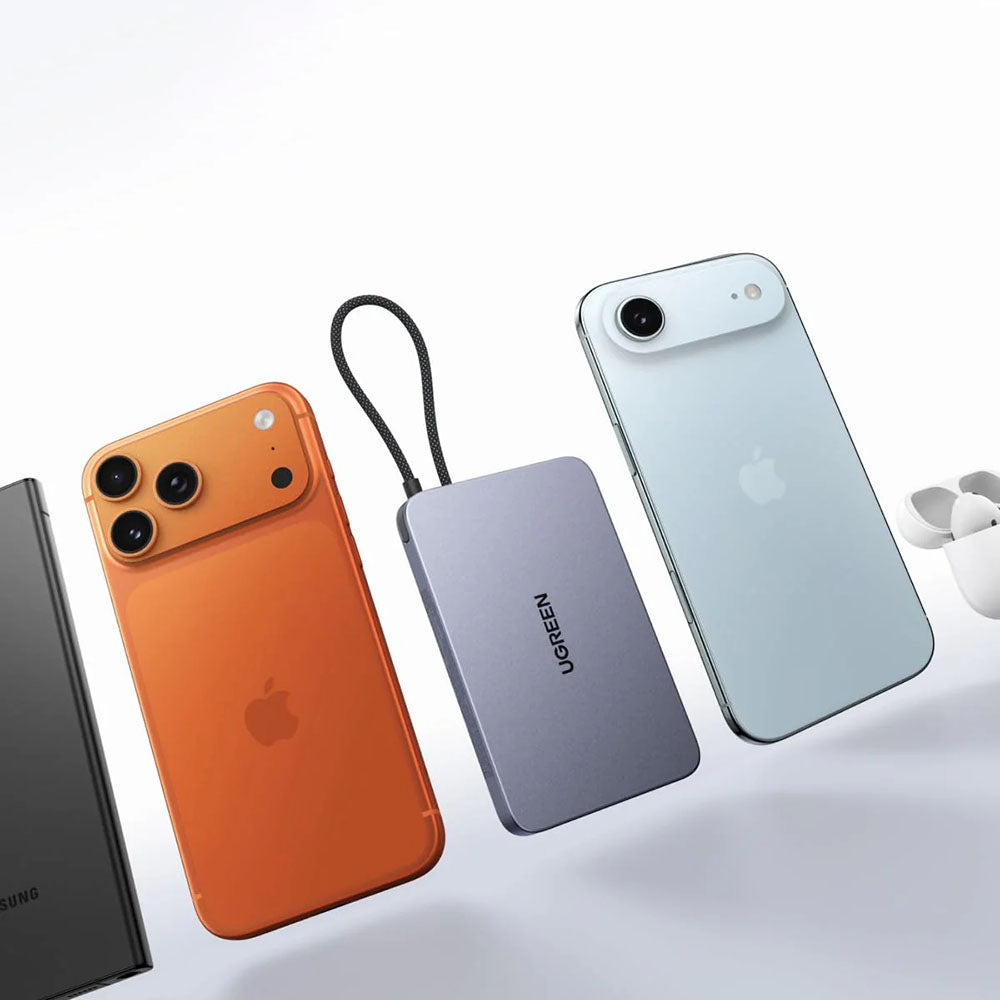 UGREEN PB570 trådløs powerbank (75982B), 10 000 mAh, 30 W, PD + FQI, 1 x Qi – 2 x USB-C, grå