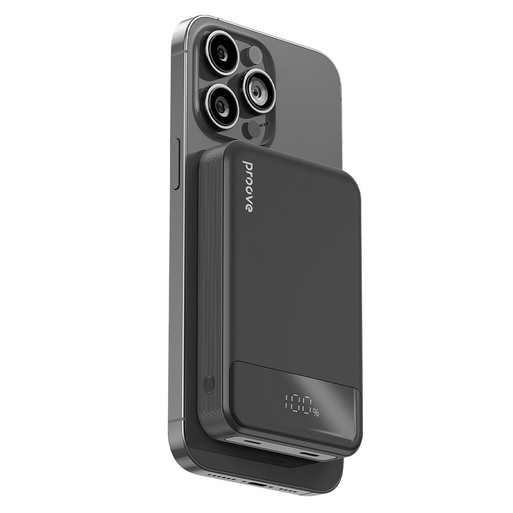 Trådløs Ekstern Batteri Proove Hoodman, 10000mAh, 20W, PD + FQI, 1 x QI - 1 x USB-C, Svart PBH120010001