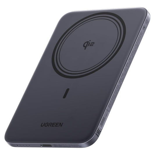 Trådløs ekstern batteri UGREEN PB580 (75984B), 5000mAh, 20W, PD + FQI, 1 x QI - 1 x USB-C, Grå
