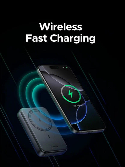 Ekstern trådløs batteri UGREEN PB562, 10000mAh, 20W, PD + FQI, 1 x QI - 1 x USB-C, Svart