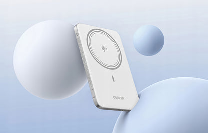 Trådløs ekstern batteri UGREEN PB580 (95931B), 5000mAh, 20W, PD + FQI, 1 x QI - 1 x USB-C, Hvit
