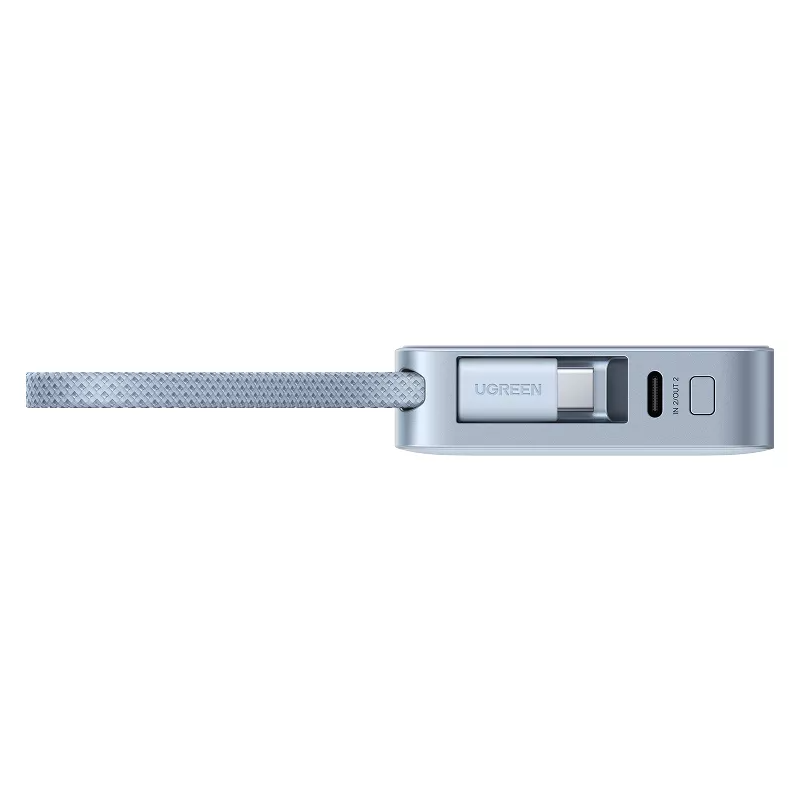 Trådløs ekstern batteri UGREEN MagFlow PB773 (65958), 10000mAh, 25W, PD + FQI, 1 x QI - 2 x USB-C, Blå