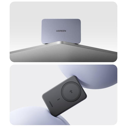 Trådløs ekstern batteri UGREEN PB580 (75984B), 5000mAh, 15W, PD + FQI, 1 x QI - 1 x USB-C, Grå