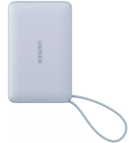 Trådløs ekstern batteri UGREEN MagFlow PB773 (65958), 10000mAh, 25W, PD + FQI, 1 x QI - 2 x USB-C, Blå