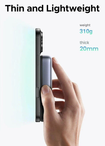 Ekstern trådløs batteri UGREEN PB562, 10000mAh, 20W, PD + FQI, 1 x QI - 1 x USB-C, Svart