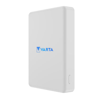 Ekstern trådløs batteri Varta Mag Pro, 5000mAh, 12W, 1 x QI - 1 x USB-C, Hvit