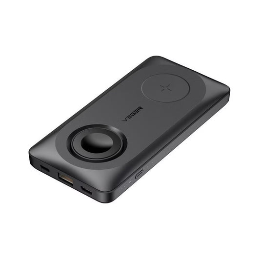 Ekstern trådløs batteri Veger MagMulti W1156, 10000mAh, 22.5W, QC + PD + FQI, 2 x QI - 1 x USB-A - 1 x USB-C, Svart