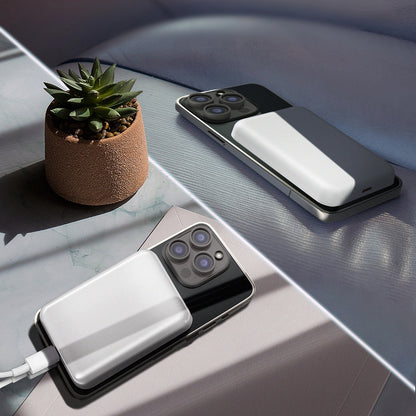 Ekstern trådløs batteri WZK WRW349YWS, 10000mAh, 20W, PD + FQI, 1 x QI - 1 x USB-C, Hvit