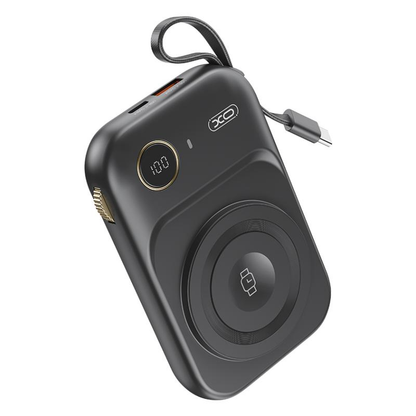 Trådløs Ekstern Batteri XO Design PR270, 10000mAh, 22.5W, QC + PD + QI, 1 x QI - 1 x USB-A - 1 x USB-C, Svart