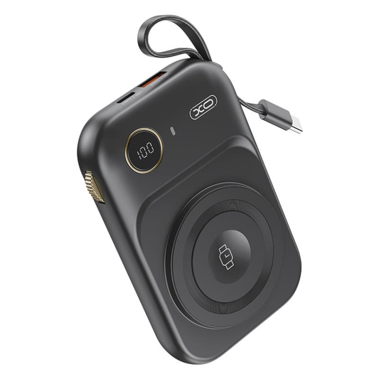 Trådløs Ekstern Batteri XO Design PR270, 10000mAh, 22.5W, QC + PD + QI, 1 x QI - 1 x USB-A - 1 x USB-C, Svart