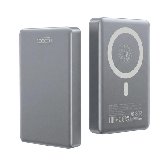Trådløs ekstern batteri XO Design PR294, 10000mAh, 20W, PD + FQI, 1 x QI - 1 x USB-C, Grå