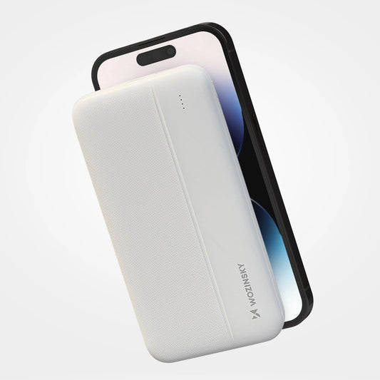 Ekstern batteri WZK WPBWE1, 10000mAh, 10W, 2 x USB-A, Hvit