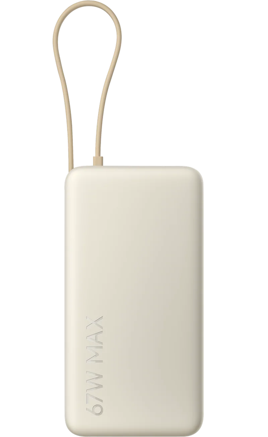Xiaomi Ekstern Batteri, 20000mAh, 67W, QC + PD, 1 x USB-A - 2 x USB-C, Beige BHR08O7GL