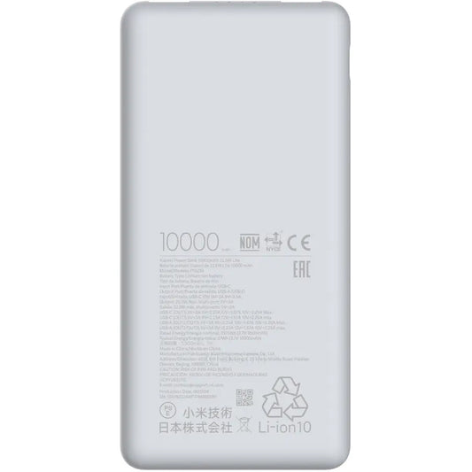 Xiaomi Lite Ekstern Batteri, 10000mAh, 22.5W, QC + PD, 1 x USB-C - 2 x USB-A, Hvit BHR9350GL