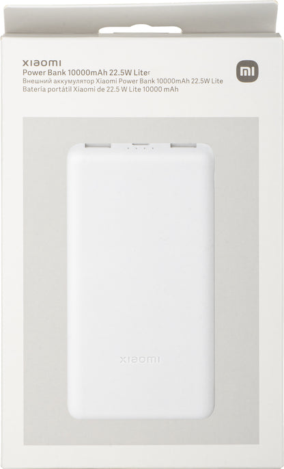 Xiaomi Lite Ekstern Batteri, 10000mAh, 22.5W, QC + PD, 1 x USB-C - 2 x USB-A, Hvit BHR9350GL