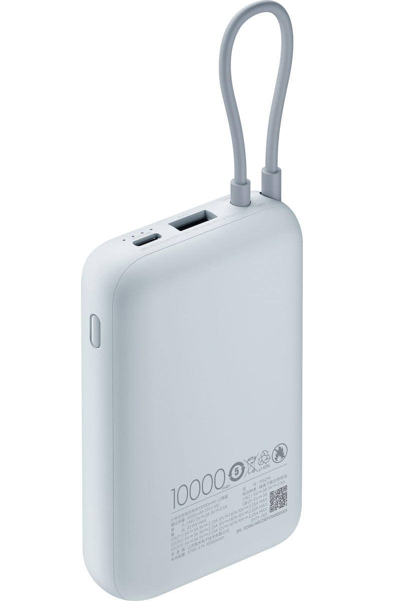 Xiaomi Pocket Ekstern Batteri, 10000mAh, 22.5W, QC + PD, 1 x USB-A - 2 x USB-C, Blå BHR9073GL