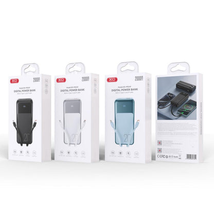 Ekstern Batteri XO Design PR249, 20000mAh, 22.5W, QC + PD, 1 x Lightning - 1 x USB-A - 2 x USB-C, Hvit