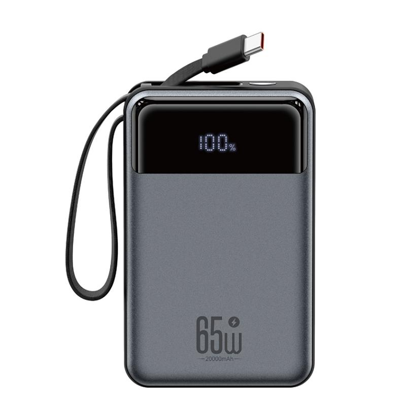 Ekstern batteri XO Design PR267, 20000mAh, 65W, QC + PD, 1 x USB-A - 2 x USB-C, Grå