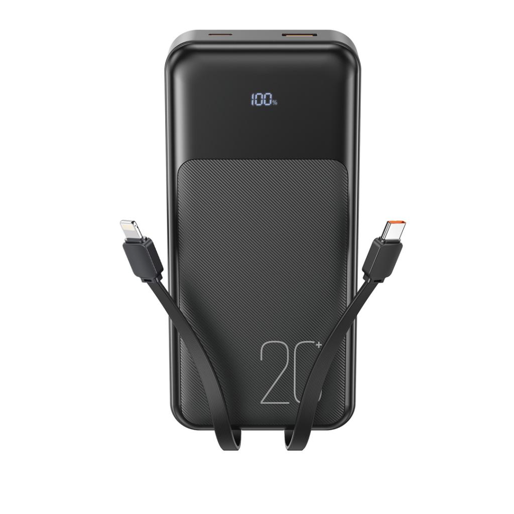 Ekstern Batteri XO Design PR249, 20000mAh, 22.5W, QC + PD, 1 x Lightning - 1 x USB-A - 2 x USB-C, Svart