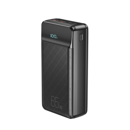 Ekstern batteri XO Design PR201, 30000mAh, 65W, QC + PD, 1 x USB-C - 2 x USB-A, Svart