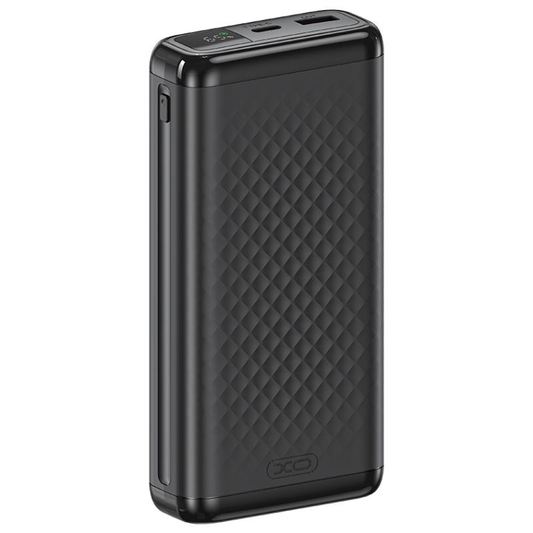 Ekstern batteri XO Design PB309, 20000mAh, 22.5W, QC + PD, 1 x USB-A - 1 x USB-C, Svart