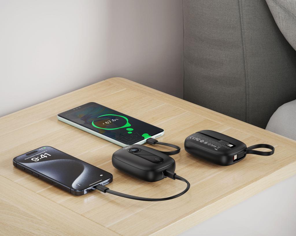 Ekstern Batteri XO Design PR246, 10000mAh, 22.5W, PD, 1 x Lightning - 2 x USB-C, Svart