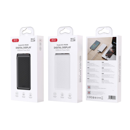 Ekstern Batteri XO Design PB308, 10000mAh, 22,5W, QC + PD, 1 x USB-A - 1 x USB-C, Svart