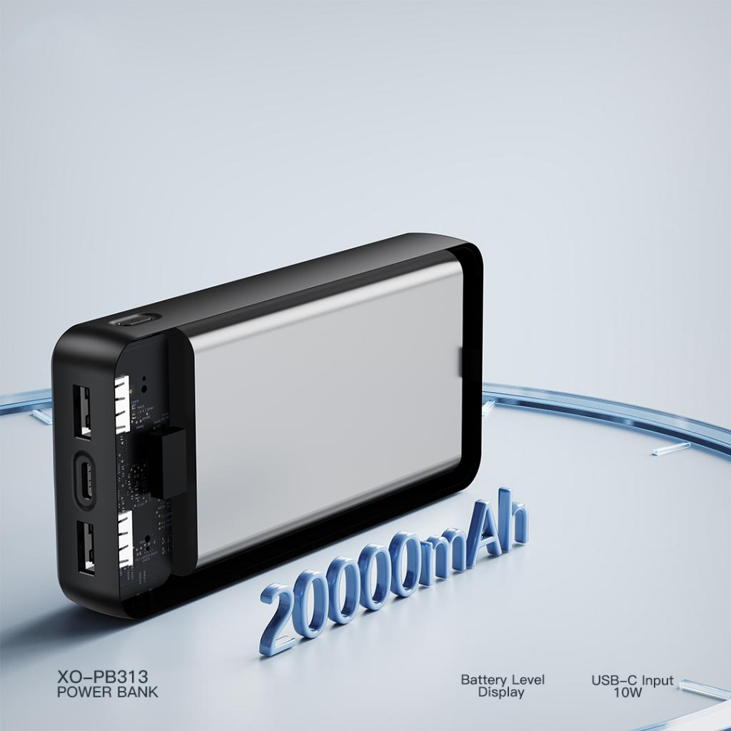Ekstern batteri XO Design PB313, 20000mAh, 10W, 2 x USB-A, Svart