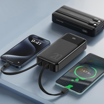 Ekstern Batteri XO Design PR249, 20000mAh, 22.5W, QC + PD, 1 x Lightning - 1 x USB-A - 2 x USB-C, Svart