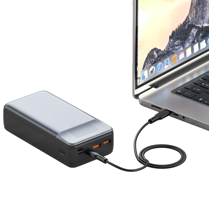 Ekstern batteri XO Design PR201, 30000mAh, 65W, QC + PD, 1 x USB-C - 2 x USB-A, Svart