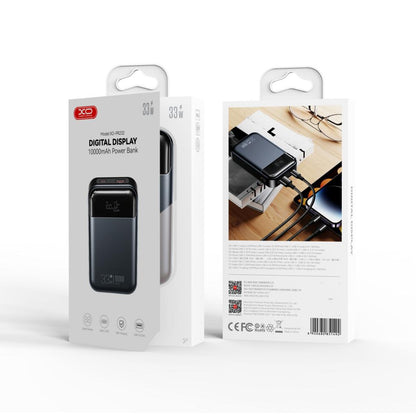 Ekstern Batteri XO Design PR232, 10000mAh, 33W, QC + PD, 1 x USB-A - 1 x USB-C, Svart