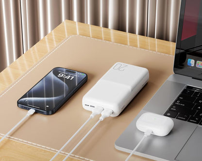 Ekstern Batteri XO Design PR252, 20000mAh, 10W, 2 x USB-A, Svart