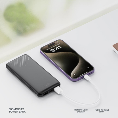 Ekstern Batteri XO Design PB312, 10000mAh, 10W, 2 x USB-A, Svart