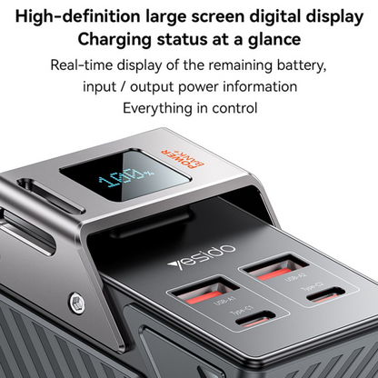 Yesido YP62 Ekstern Batteri, 30000mAh, 22.5W, QC + PD, 2 x USB-A - 2 x USB-C, Svart