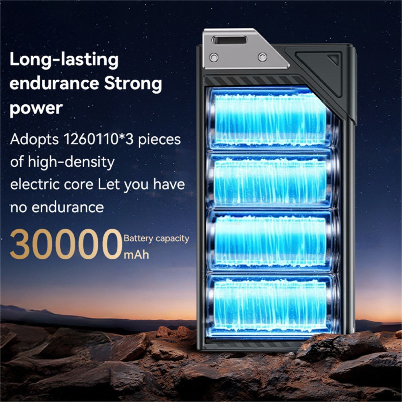 Yesido YP62 Ekstern Batteri, 30000mAh, 22.5W, QC + PD, 2 x USB-A - 2 x USB-C, Svart