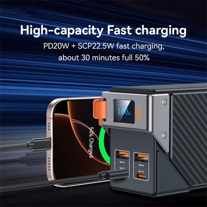 Yesido YP62 Ekstern Batteri, 30000mAh, 22.5W, QC + PD, 2 x USB-A - 2 x USB-C, Svart