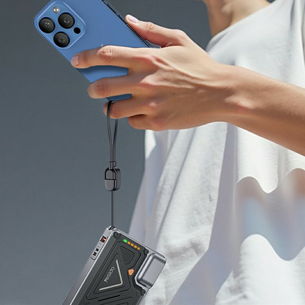 Ekstern batteri Yesido YP89, 10000mAh, 22.5W, QC + PD + FQI, 1 x Lightning - 1 x QI - 1 x USB-A - 1 x USB-C, Grå