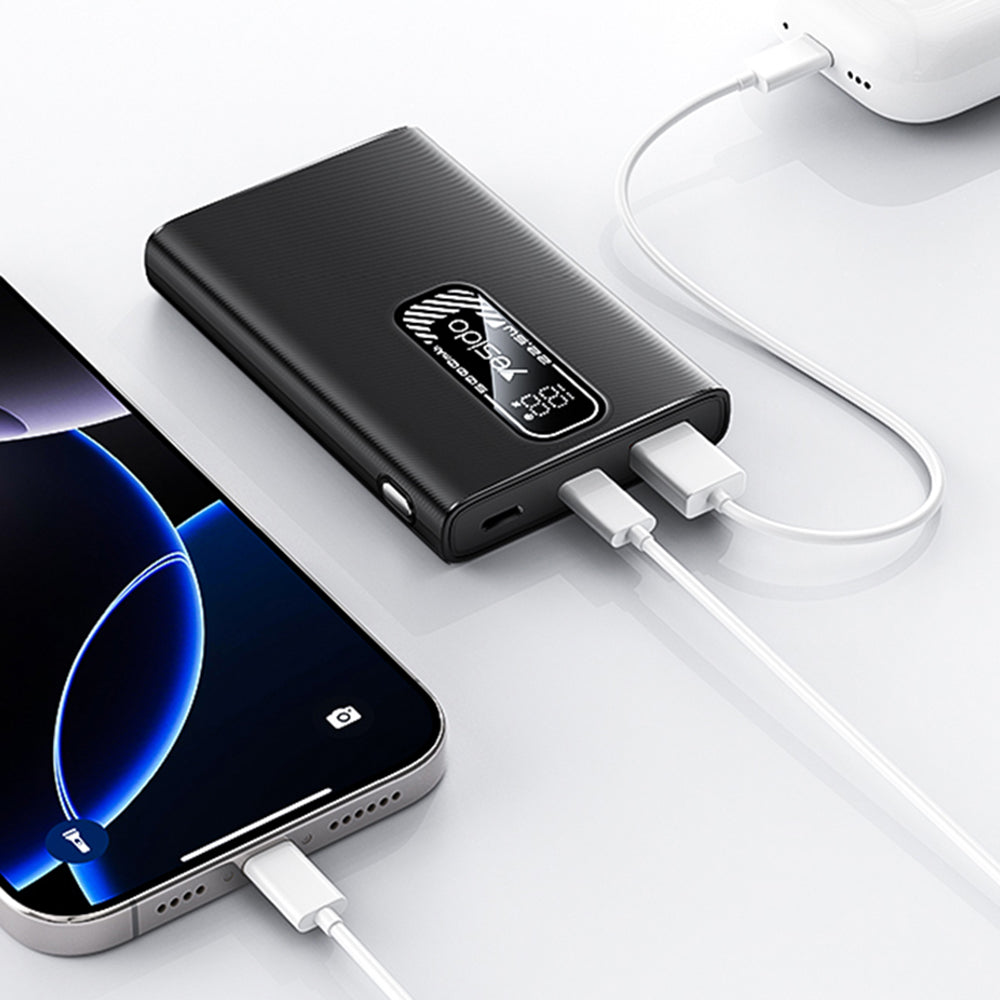 Ekstern batteri Yesido YP92, 5000mAh, 22.5W, QC + PD, 1 x USB-A - 1 x USB-C, Svart