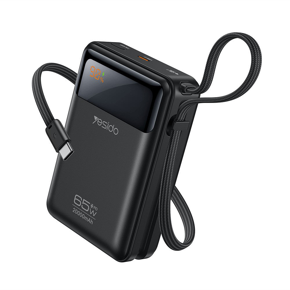 Yesido YP97 Ekstern Batteri, 20000mAh, 65W, PD, 2 x USB-C, Grå
